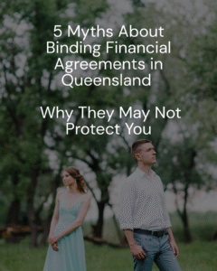 Thinking about a Binding Financial Agreement (BFA) in Queensland? Many couples believe BFAs—or “prenups”—are a simple way to protect assets and avoid disputes, but that’s not always true. Discover the 5 most common myths about BFAs, why they might not protect you, and what you must know before signing. Learn why independent legal advice is mandatory, what agreements often fail to cover (like superannuation and inheritances), and why DIY templates can lead to costly mistakes. Bennett Carroll Solicitors provide expert advice and tailored solutions for BFAs across Queensland, with offices in Brisbane, Gold Coast, Sunshine Coast, Ipswich, and more—offering remote service via phone, email, or video. Contact us to make sure your BFA is legally binding and protects your future.
