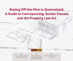 Real Estate Agents This detailed guide provides essential legal clarity for anyone considering buying an apartment or house off-the-plan in Queensland. We break down the process of off-the-plan conveyancing, explain the legal implications of sunset clauses and the circumstances under which a developer can terminate, and outline the new deposit protections introduced by the Property Law Act 2023 (Qld). Learn how to check the developer's finances and what happens if the development is delayed or the building plans change before settlement. This is vital reading to help protect your investment and ensure your contract is legally sound.