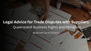 Commercial & Business Law • A practical guide for Queensland businesses on how to legally resolve trade disputes with suppliers. Learn your rights under the Competition and Consumer Act 2010 and contract law, including the process for claiming damages for non-delivery, quality defects, or breach of exclusivity, and when to engage commercial litigation lawyers for mediation or court action in QLD.