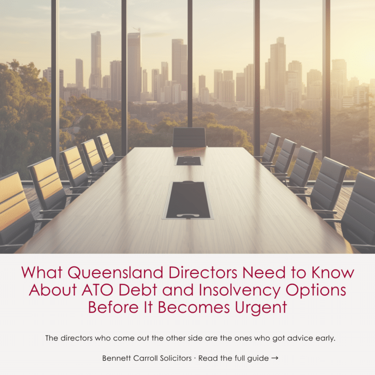 Director Penalty Notices and Small Business Restructuring: What Queensland Directors Need to Know Before a Crisis Hits Understanding your ATO debt obligations and insolvency options early gives Queensland directors more control, not less. Practical legal guidance from Bennett Carroll Solicitors. The ATO issued more than 84,000 Director Penalty Notices in the last financial year alone. That is more than triple the year before. A DPN is not a warning letter. It is a mechanism that makes company tax debt your personal debt, sometimes permanently, and sometimes before you even open the envelope.